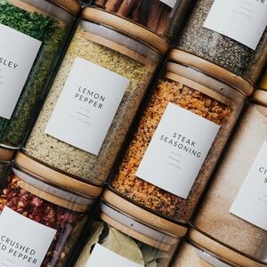SPICE JAR LABELS white simple aesthetic stickers for Glass or Plastic containers